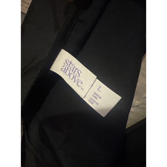 New Stars Above Black Satin Mesh Detail Nightgown Slip Black Size Large - Picture 6 of 7